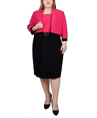 Ny Collection Plus 3/4 Sleeve Colorblocked Dress, 2 Piece Set