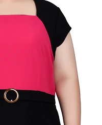 Ny Collection Plus 3/4 Sleeve Colorblocked Dress, 2 Piece Set