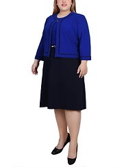 Ny Collection Plus Size 3/4 Sleeve Dress, 2 Piece Set