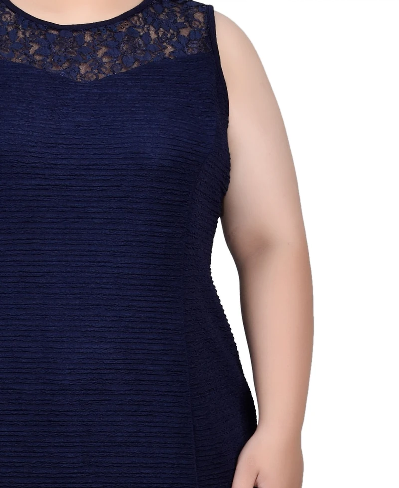 Ny Collection Plus Novelty Knit and Lace Dress, 2 Piece Set