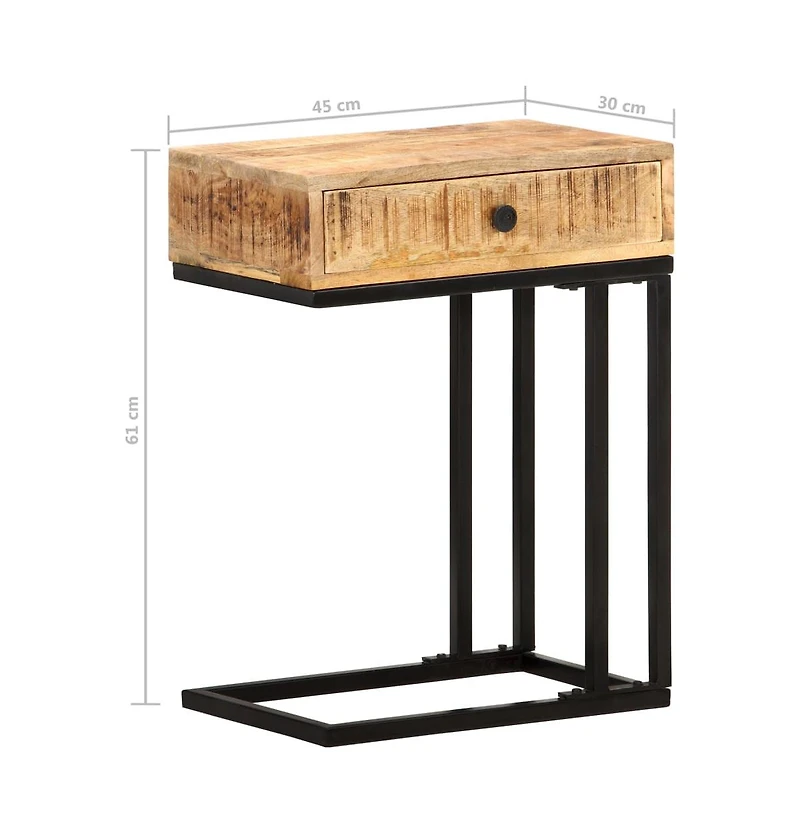 U-Shaped Side Table 17.7"x11.8"x24" Solid Wood Mango