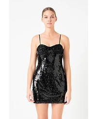 Women's Sequin Flower Mini Dress