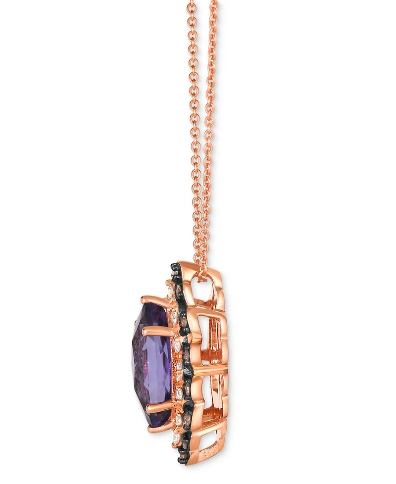 Le Vian Grape Amethyst (1-5/8 ct. t.w.) & Diamond (1/3 ct. t.w.) Marquise Halo Adjustable 20" Pendant Necklace in 14k Rose Gold