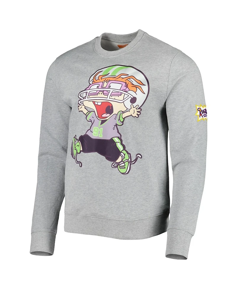 Men's and Women's Freeze Max Heather Gray Rugrats Chuckie Runaway Football Pullover Sweatshirt