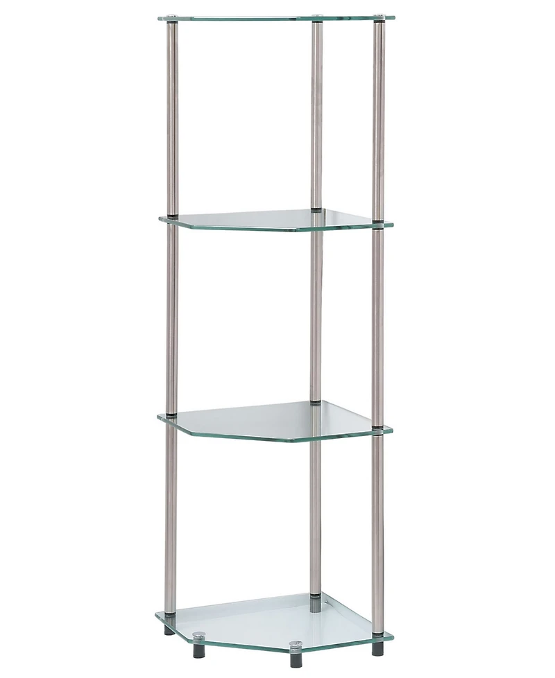 Convenience Concepts 13.75" Glass Designs2Go Classic 4 Tier Corner Shelf