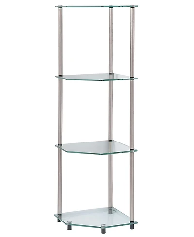 Convenience Concepts 13.75" Glass Designs2Go Classic 4 Tier Corner Shelf
