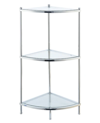 Convenience Concepts 13.75" Chrome Royal Crest Tier Glass Corner Shelf
