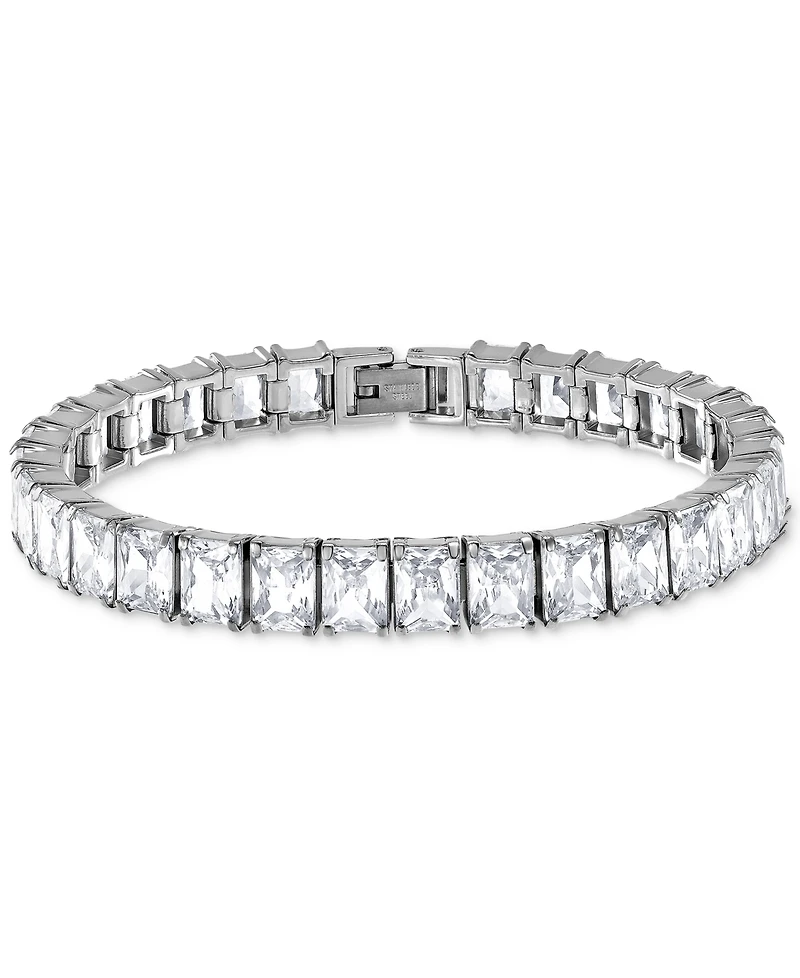 Blackjack Men's Cubic Zirconia Baguette Tennis Bracelet in Stainless Steel