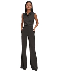 Karl Lagerfeld Paris Women's Jacquard Logo Sleeveless Shirt