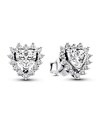 Pandora Sterling Silver with Clear Cubic Zirconia Heart Stud Earrings