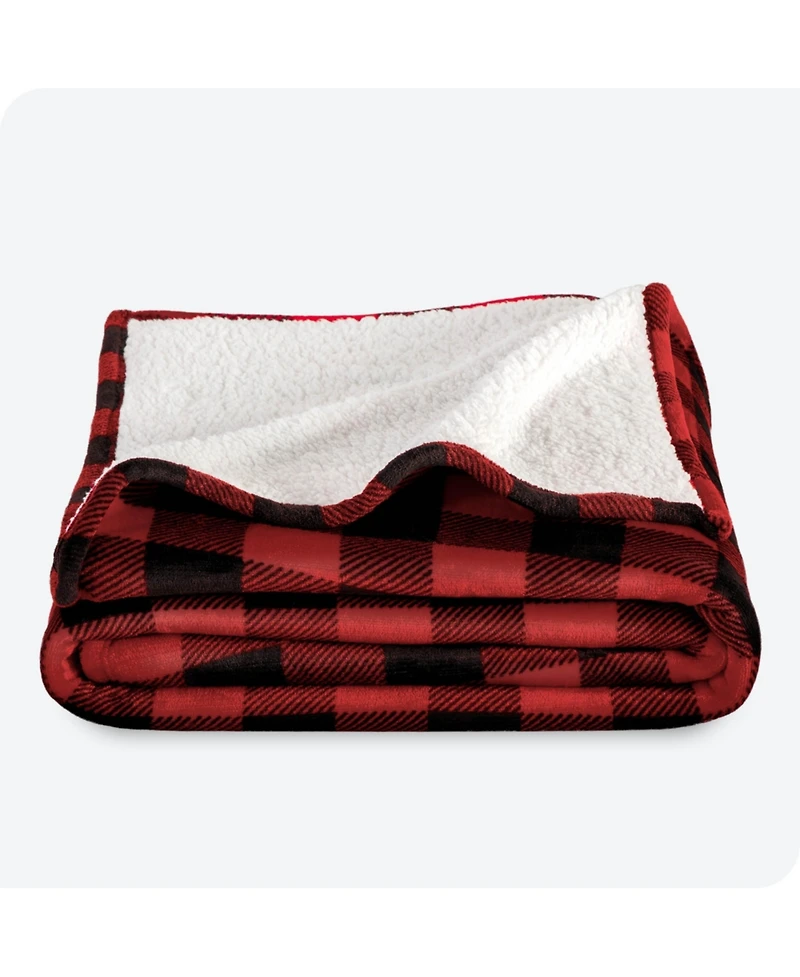 Bare Home Fleece Sherpa Full/Queen Blanket - Buffalo plaid