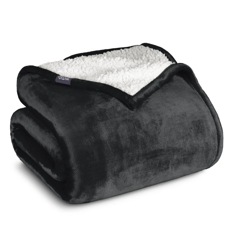Bare Home Fleece Sherpa Blanket, Throw