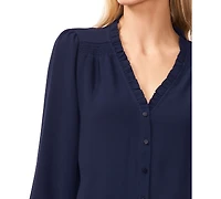CeCe Women's Ruffled Button-Front 3/4-Sleeve Blouse