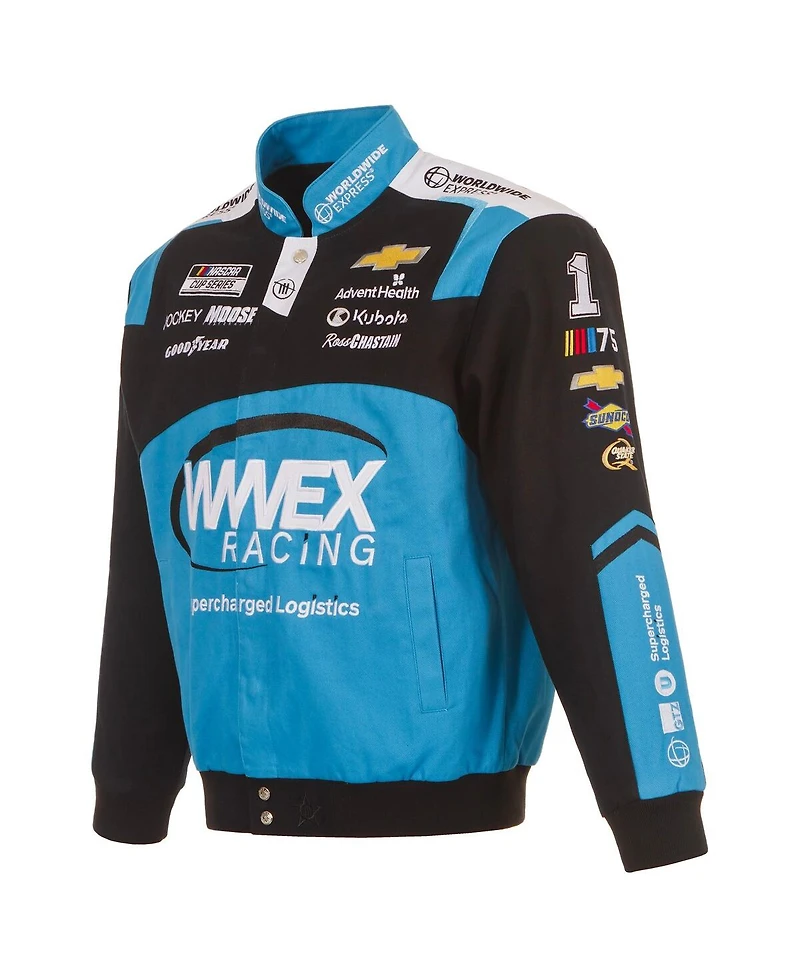 Men's Jh Design Black Ross Chastain Wwex Twill Uniform Full-Snap Jacket