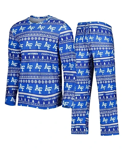 Men's Concepts Sport Royal Air Force Falcons Swivel Long Sleeve T-shirt and Pants Sleep Set
