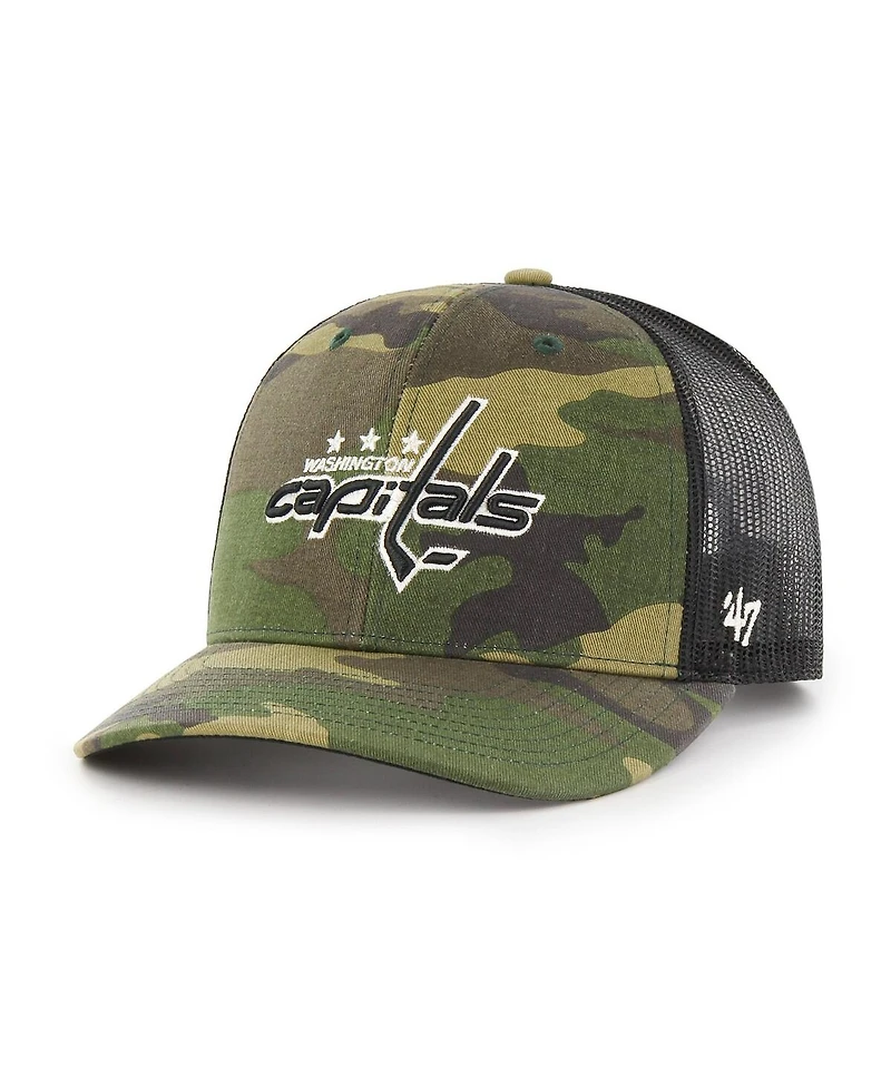 Men's '47 Brand Camo, Black Washington Capitals Trucker Snapback Hat