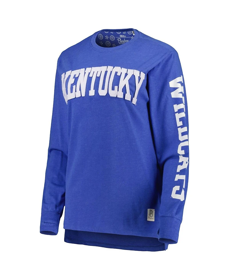 Women's Pressbox Royal Kentucky Wildcats Two-Hit Canyon Long Sleeve T-shirt