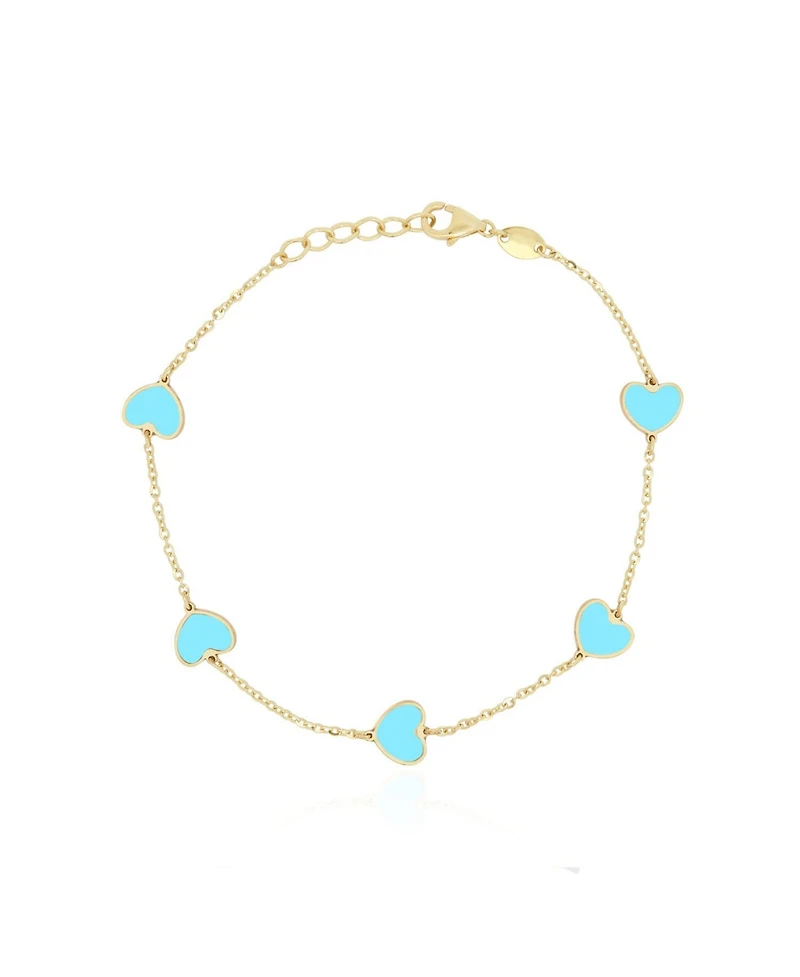 The Lovery Turquoise Heart Station Bracelet 14K Gold