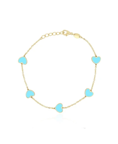 The Lovery Turquoise Heart Station Bracelet 14K Gold