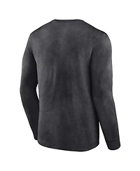 Men's Fanatics Heather Charcoal Distressed Milwaukee Bucks Front Court Press Snow Wash Long Sleeve T-shirt