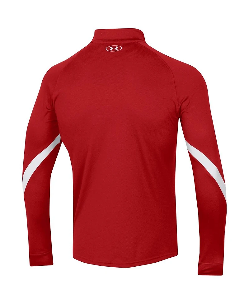Men's Under Armour Red Wisconsin Badgers Game Day Raglan Quarter-Zip Top