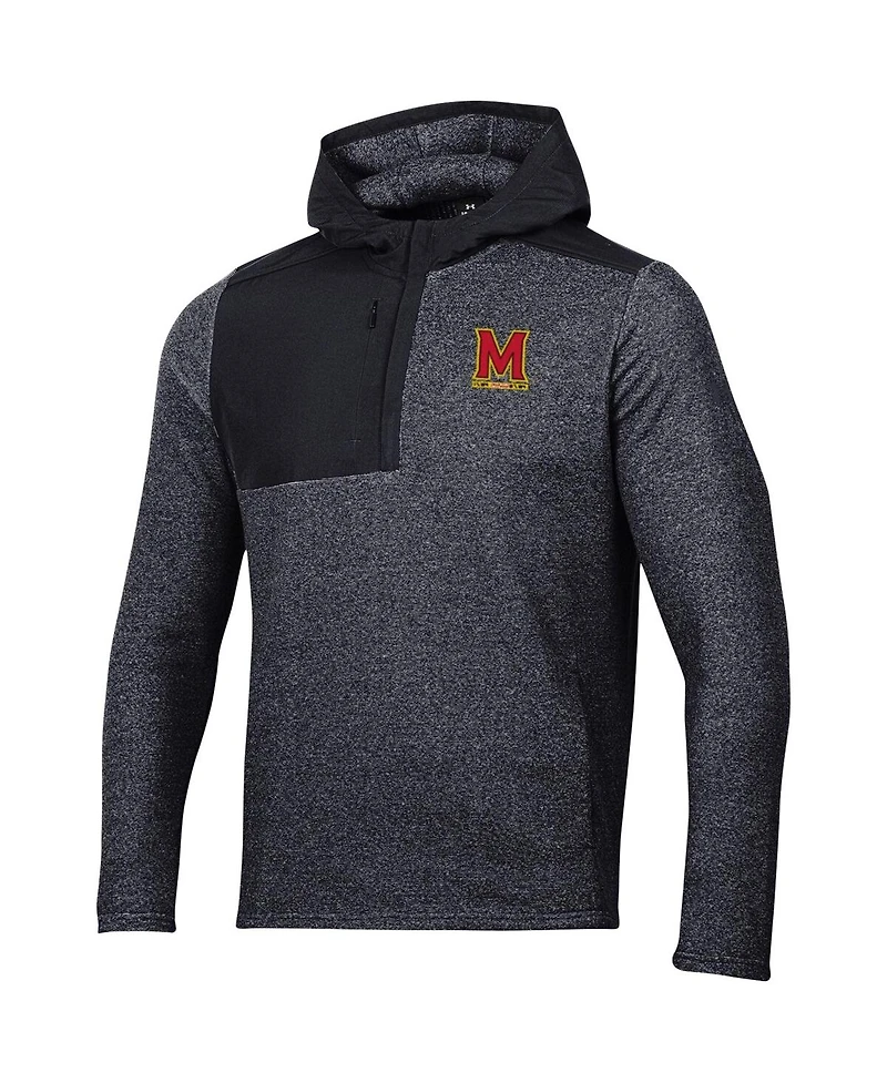 Men's Under Armour Black Maryland Terrapins Survivor Fleece Hoodie Quarter-Zip Jacket