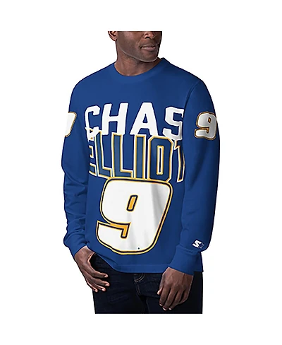 Men's Starter Royal Chase Elliott Clutch Hit Graphic Long Sleeve T-shirt