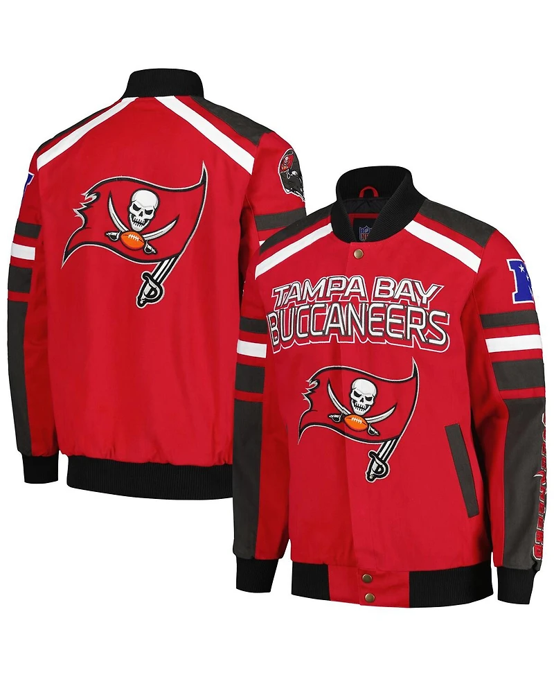 Men's G-iii Sports by Carl Banks Red Tampa Bay Buccaneers Power Forward Racing Full-Snap Jacket