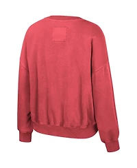 Women's Colosseum Scarlet Distressed Ohio State Buckeyes Audrey Washed Pullover Sweatshirt