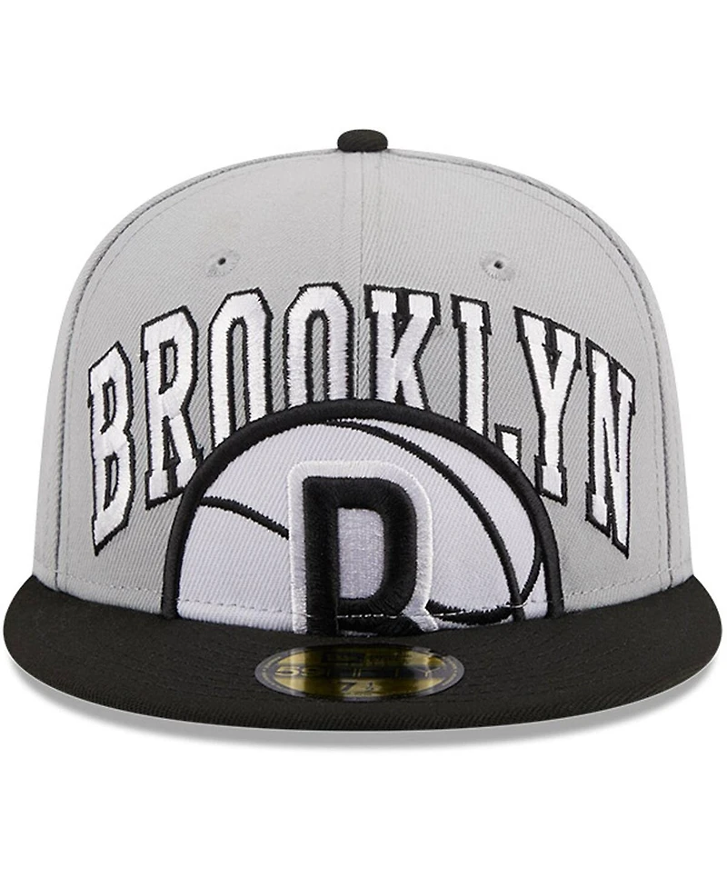 Men's New Era Gray, Black Brooklyn Nets Tip-Off Two-Tone 59FIFTY Fitted Hat