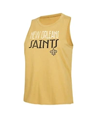 Women's Concepts Sport Black, Gold Distressed New Orleans Saints Muscle Tank Top and Pants Lounge Set