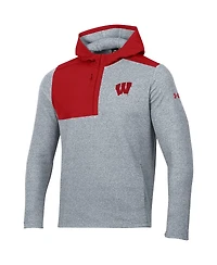 Men's Under Armour Gray Wisconsin Badgers Survivor Fleece Hoodie Quarter-Zip Jacket