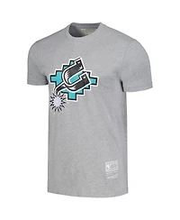 Men's and Women's Mitchell & Ness Heather Gray San Antonio Spurs Hardwood Classics Mvp Throwback Logo T-shirt