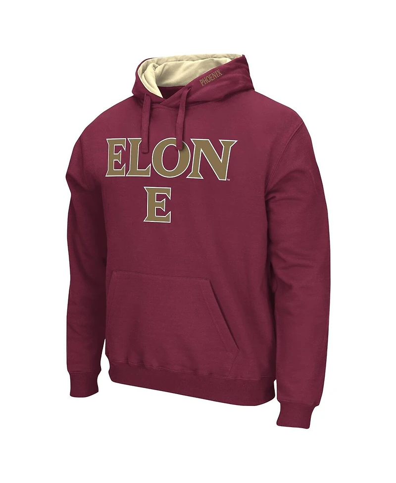 Men's Colosseum Maroon Elon Phoenix Arch and Logo Pullover Hoodie