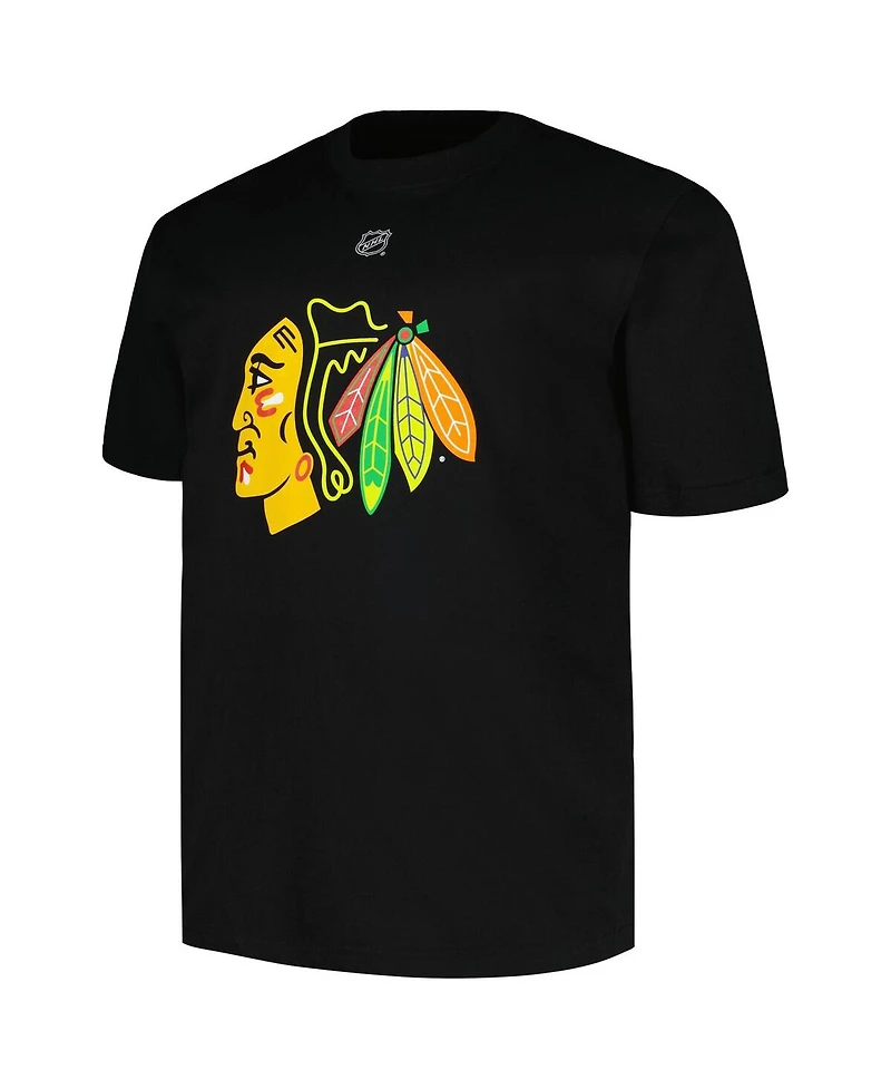 Men's Profile Connor Bedard Black Chicago Blackhawks Big and Tall Name and Number T-shirt