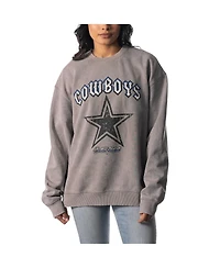 Men's and Women's The Wild Collective Gray Dallas Cowboys Distressed Pullover Sweatshirt