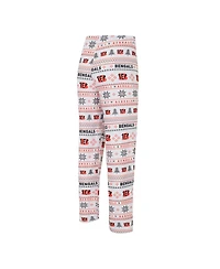 Men's Concepts Sport White, Black Cincinnati Bengals Tinsel Raglan Long Sleeve T-shirt and Pants Sleep Set