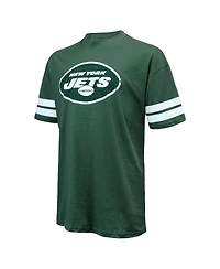 Men's Majestic Threads Aaron Rodgers Green Distressed New York Jets Name and Number Oversize Fit T-shirt