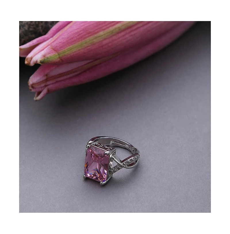 Sohi Women's Pink Crystal Cocktail Ring