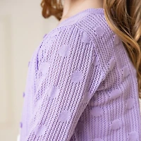 Hope & Henry Girls' Scallop Edge Mesh Dot Cardigan