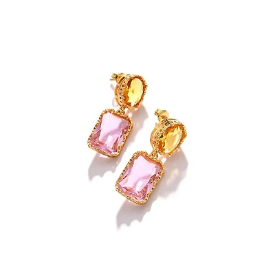 Sohi Women's Pink Stone Drop Earrings