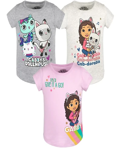 Gabby's Dollhouse Toddler Girls Dreamworks Gabbys Pandy Paws 3 Pack T-Shirts
