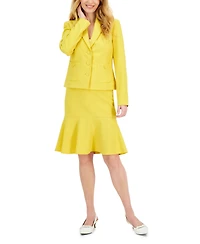 Le Suit Women's Crepe Button-Front Flounce Skirt Set, Regular and Petite