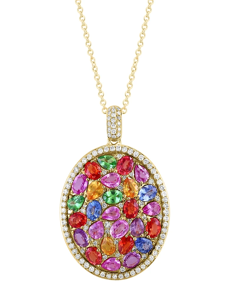 Effy Multi-Gemstone (5-7/8 ct. t.w.) & Diamond (1/2 ct. t.w.) 18" Pendant Necklace in 14k Gold
