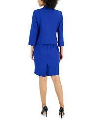 Le Suit Women's Crepe Open Front Jacket & Crewneck Sheath Dress Set, Regular Petite