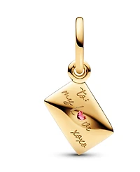 Pandora 14K Gold-Plated Love Envelope Dangle with Red Charm