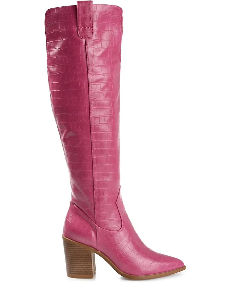 Journee Collection Women's Therese Wide Width Calf Block Heel Knee High Dress Boots