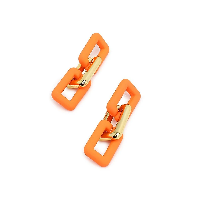 Sohi Women's Orange Chain-link Drop Earrings