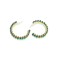 Sohi Women's Green Embellished Hoop Earrings