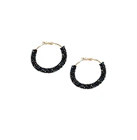 Sohi Women's Black Stone Hoop Earrings